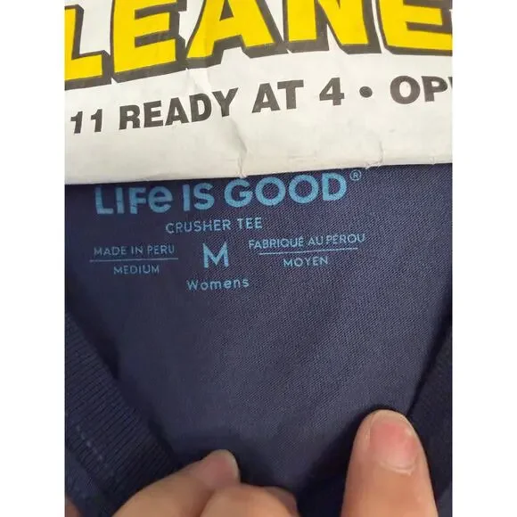 Life Is Good Crusher T-Shirt Grahic Print Crew Neck Cotton Blue Size Medium - Picture 4 of 7